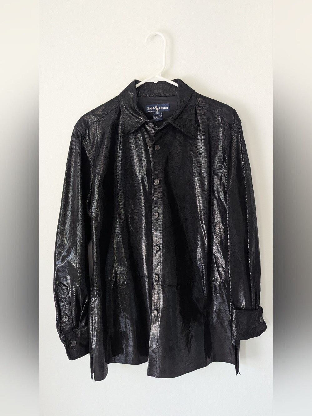 Ralph Lauren Black Button-Up Leather Jacket
